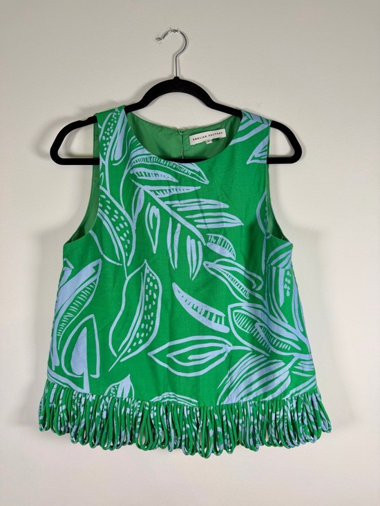 English Factory Tops - English Factory Green Leaf Print Sleeveless Top